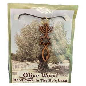 Olive Wood Grafted In Pendant Necklace Handmade